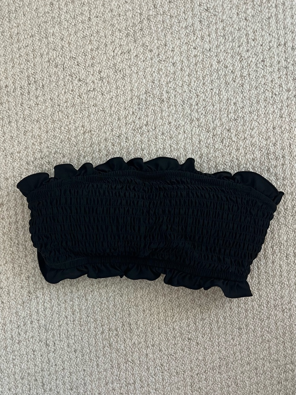 H&M Black Smocked Ruffle Bikini Top